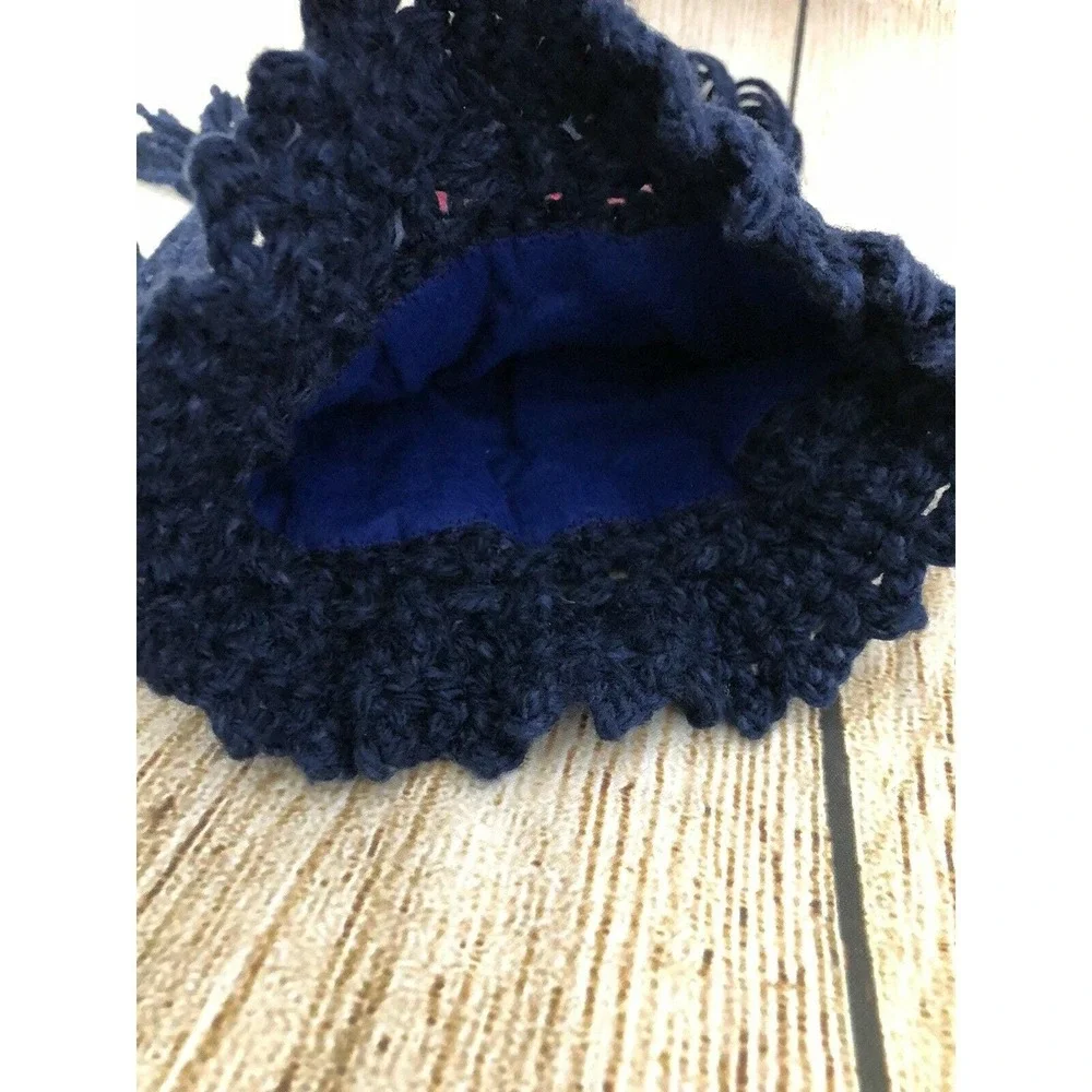 Vtg‎ Handmade Crochet Purse Granny Square Fringe Red White Blue Boho America 250